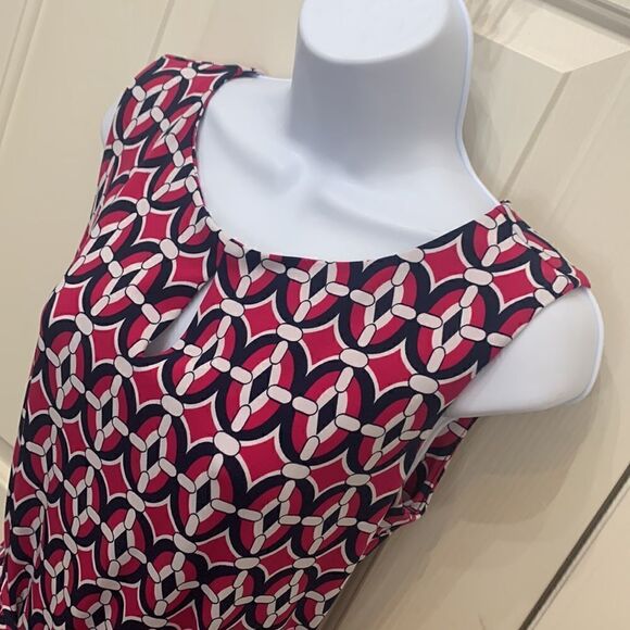 Liz Claiborne Small Scoop Keyhole Neck Short Sleeve Belted Button Back Closure - Picture 4 of 13